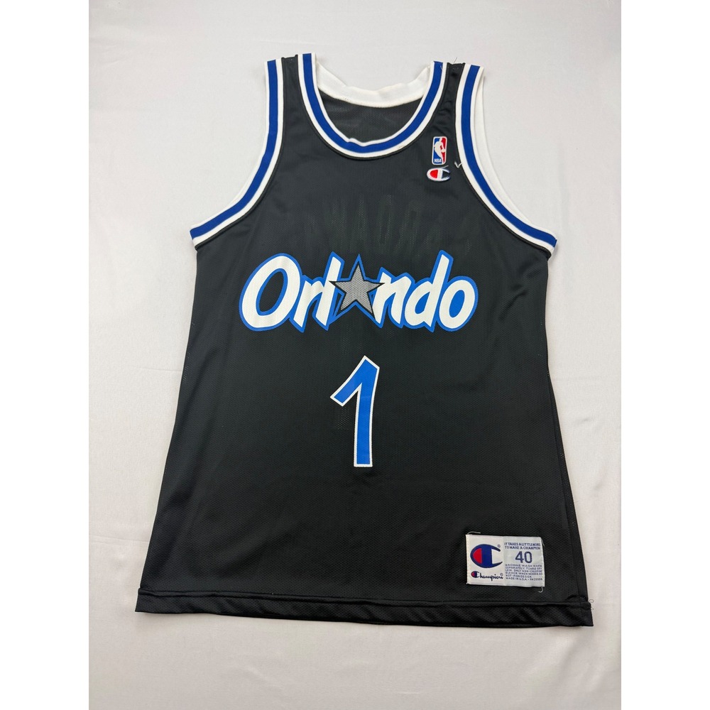 Champion Orlando Magic Jersey Mens 40 Black Anfernee Penny Hardaway NBA Vintage